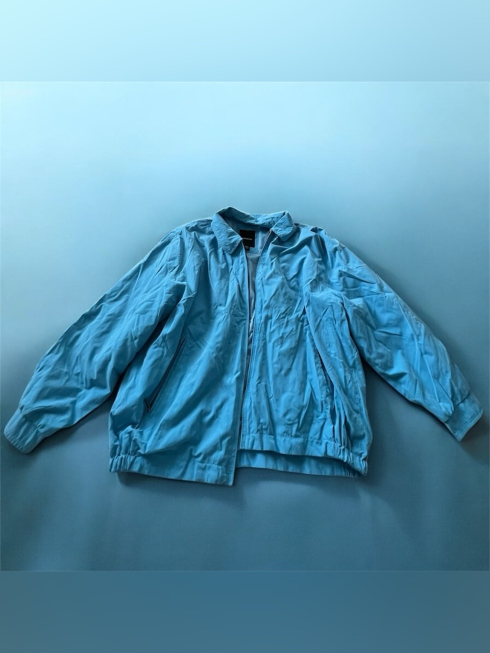 🔹LONDON FOG: Men’s XXL, light blue zip-up windbreaker jacket preowned🔹